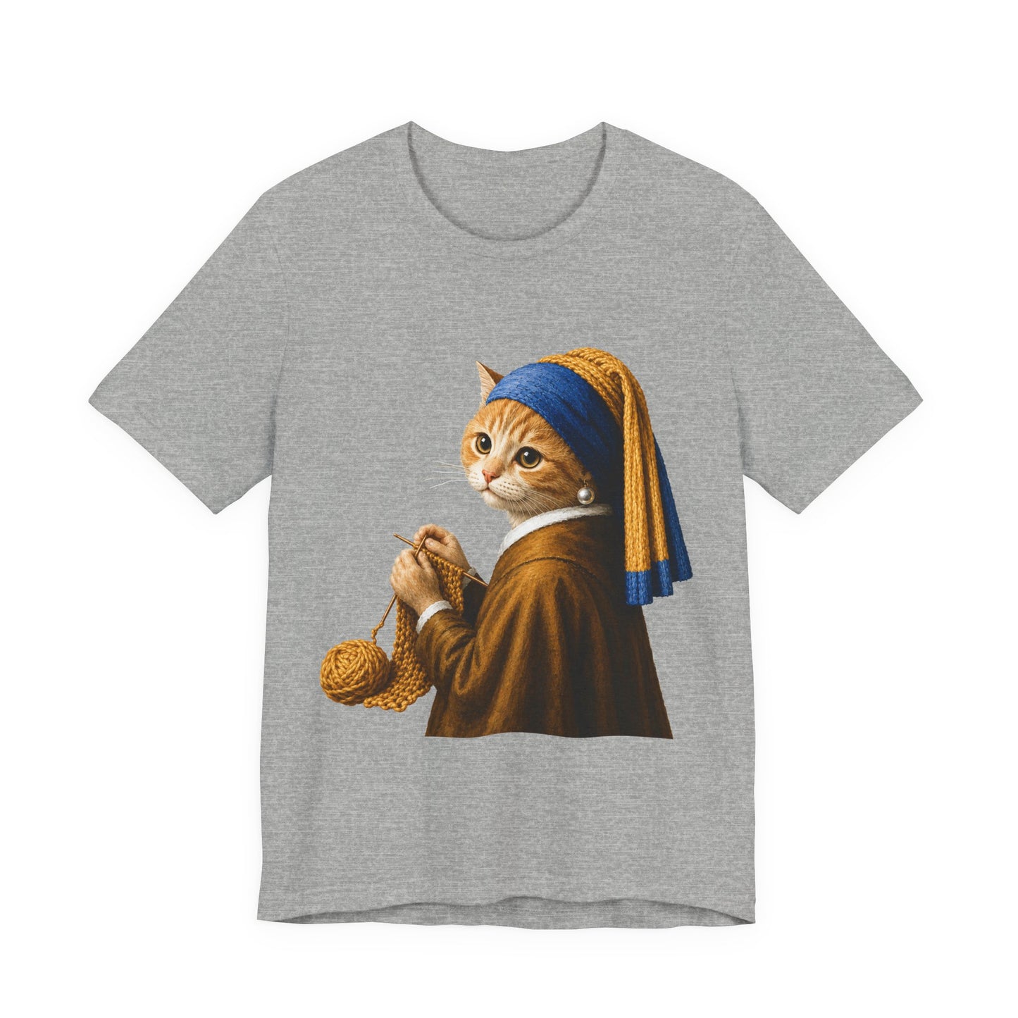 Vintage Portrait Cat Knitting T‑Shirt