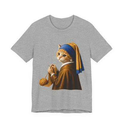 Vintage Portrait Cat Knitting T‑Shirt