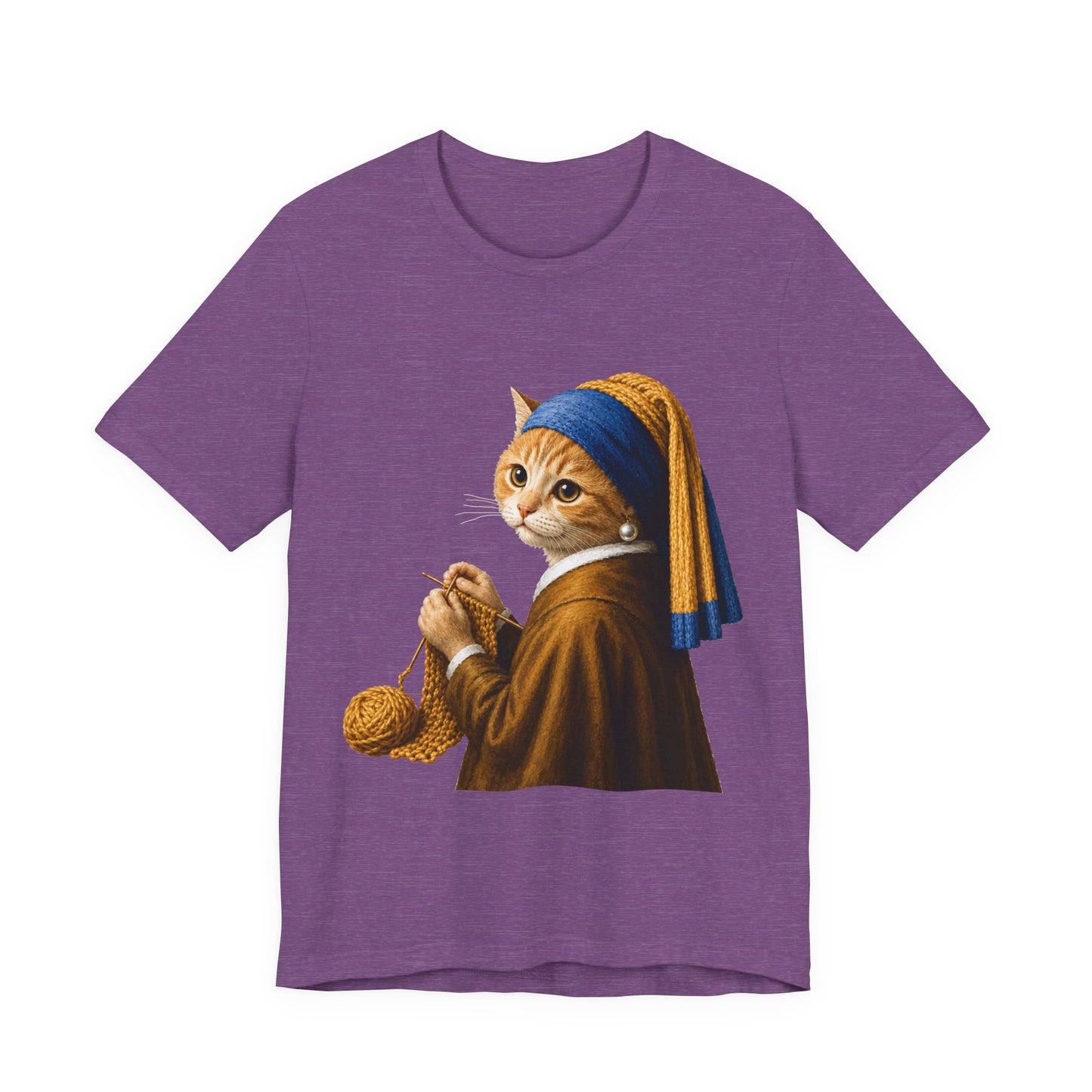 Vintage Portrait Cat Knitting T‑Shirt