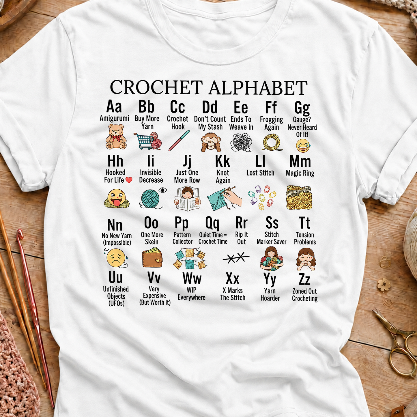 Crochet Alphabet T Shirt