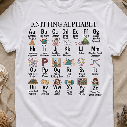 Knitting Alphabet T Shirt