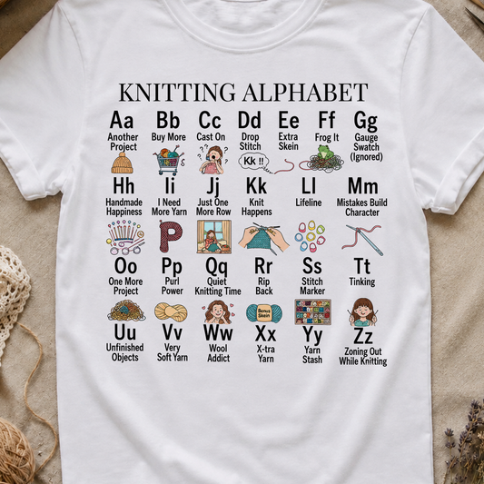 Knitting Alphabet T Shirt