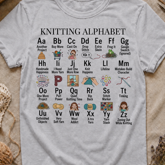 Knitting Alphabet T Shirt
