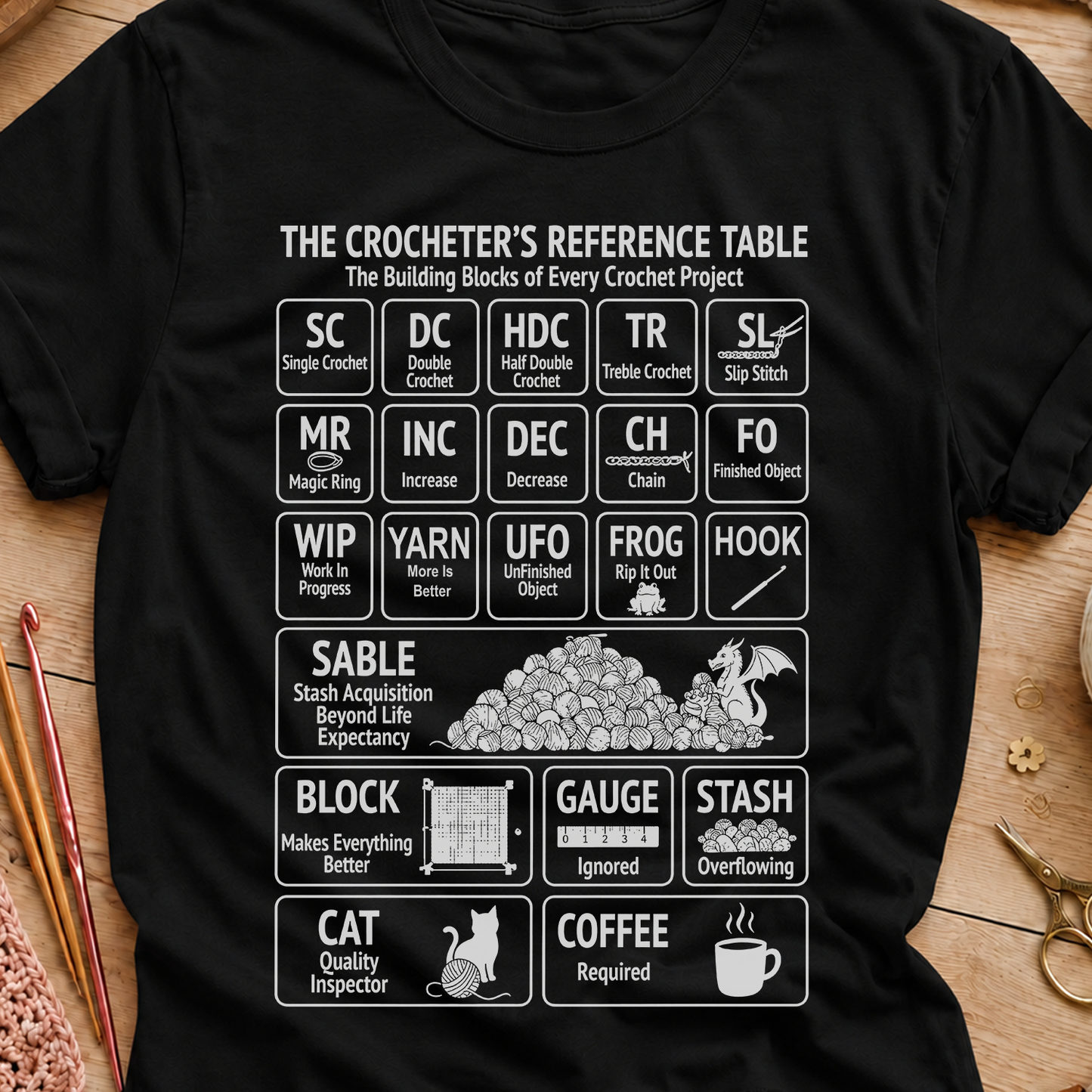 Crocheter's Reference Table T-Shirt