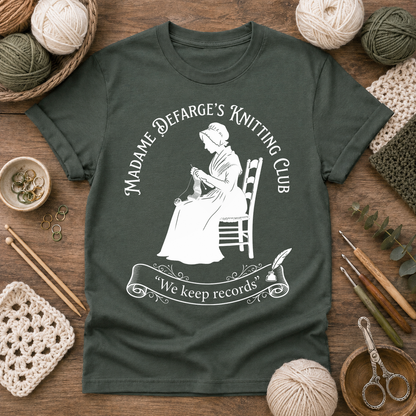 Madame Defarge’s Knitting Club: We Keep Records T Shirt