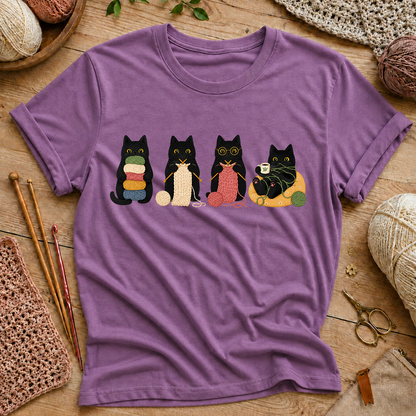 Black Cats with Yarn & Snacks Graphic T‑Shirt