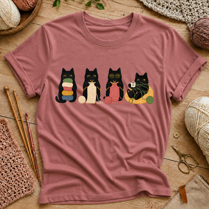 Black Cats with Yarn & Snacks Graphic T‑Shirt