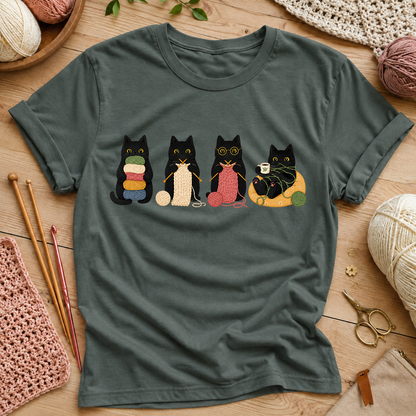 Black Cats with Yarn & Snacks Graphic T‑Shirt