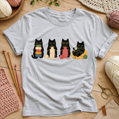 Black Cats with Yarn & Snacks Graphic T‑Shirt