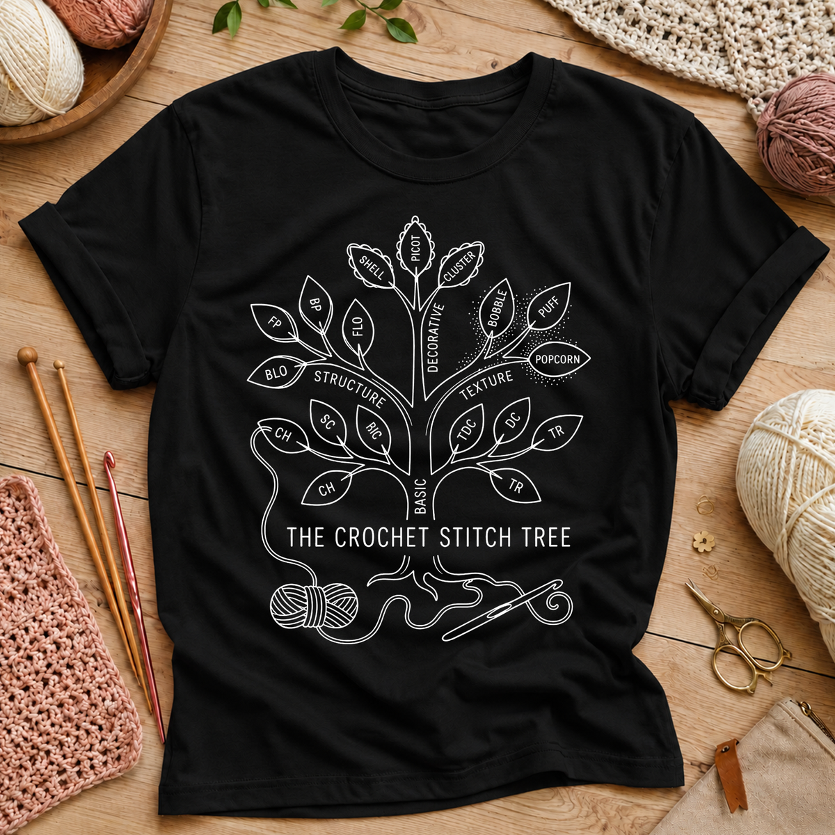 The Crochet Stitch Tree T-Shirt