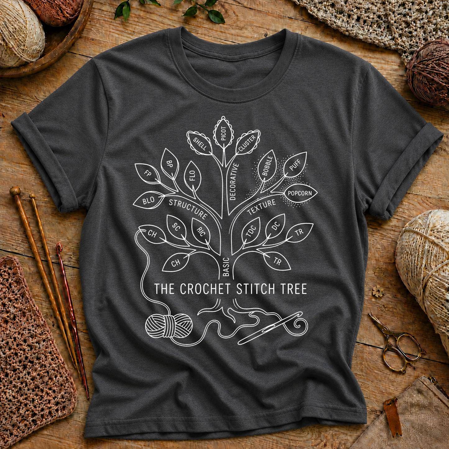 The Crochet Stitch Tree T-Shirt