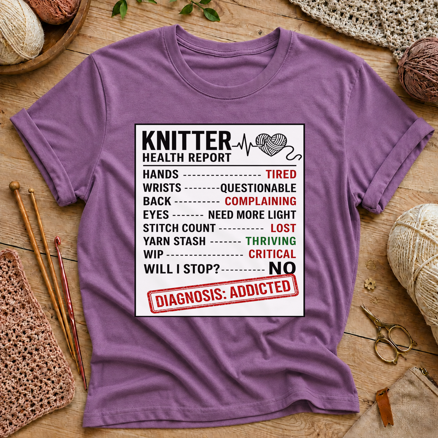 Knitter Health Report T-Shirt