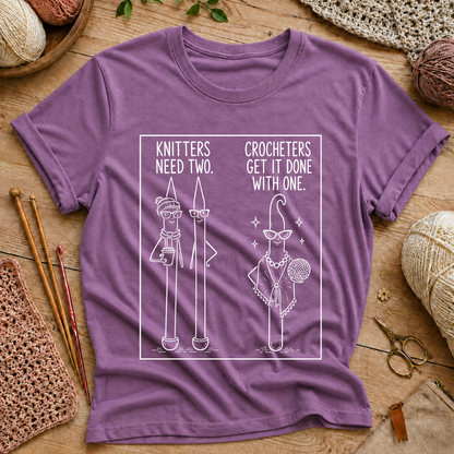 Knitters Need Two, Crocheters Get It Done With One T-Shirt