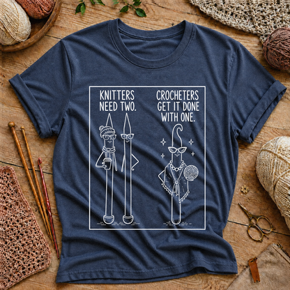 Knitters Need Two, Crocheters Get It Done With One T-Shirt