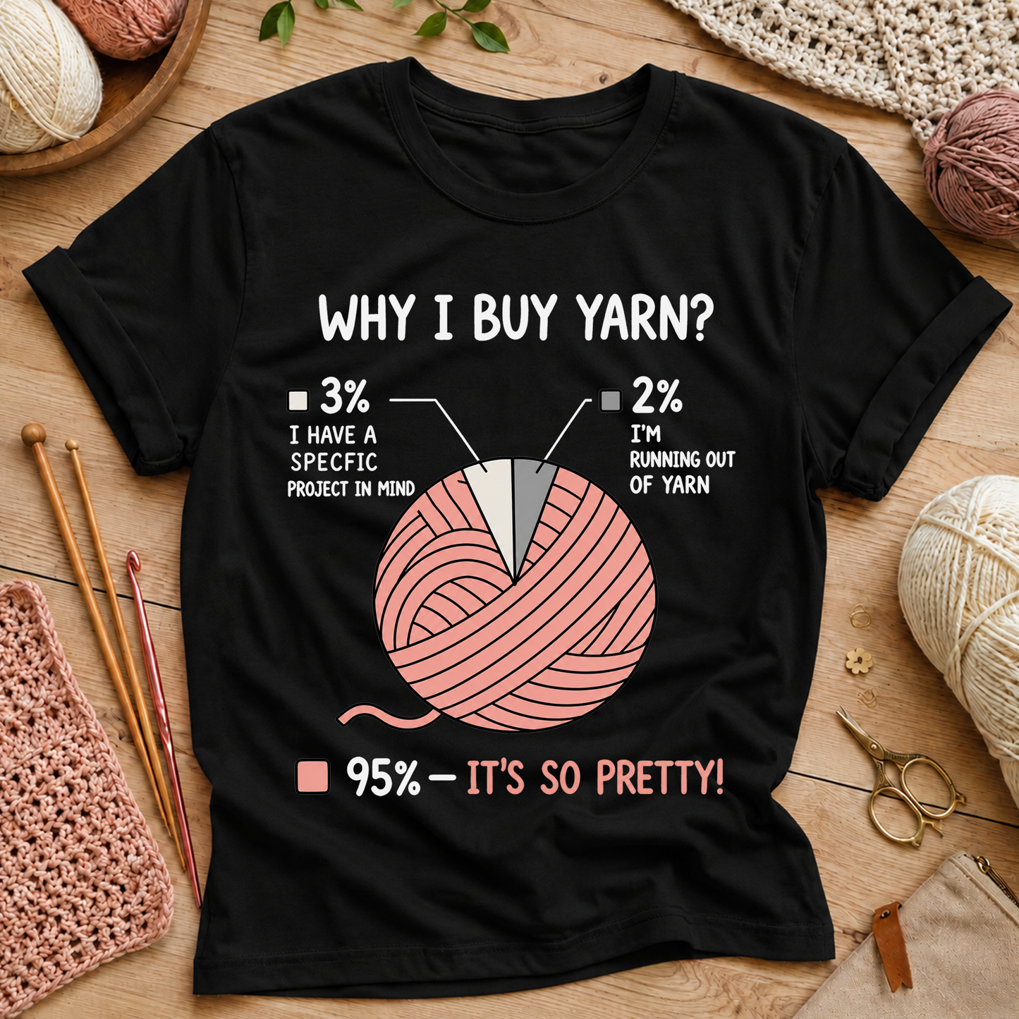 Why I Buy Yarn? 95% It’s So Pretty! T-Shirt