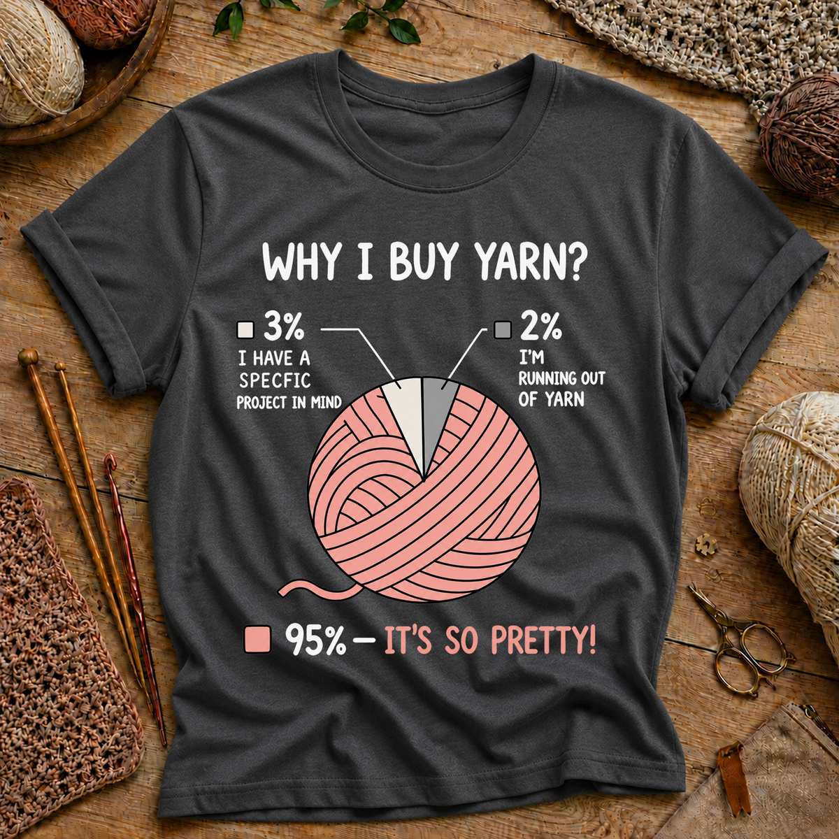 Why I Buy Yarn? 95% It’s So Pretty! T-Shirt