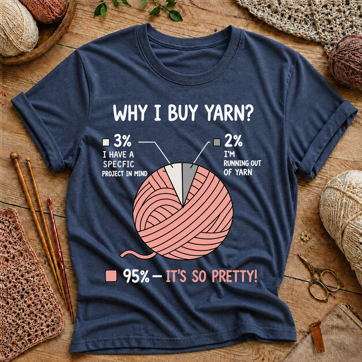 Why I Buy Yarn? 95% It’s So Pretty! T-Shirt