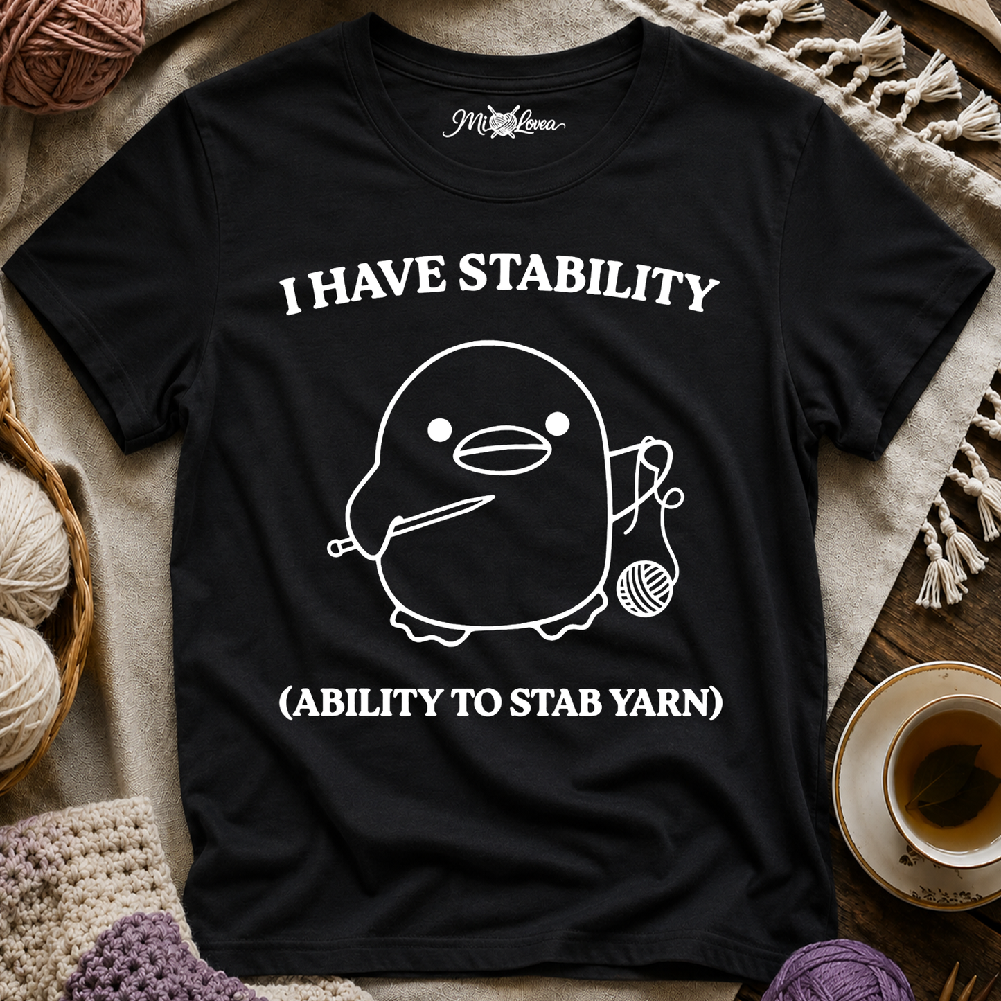 Knitting Humor Tee — "I Have Stability (Ability to Stab Yarn)" T‑Shirt