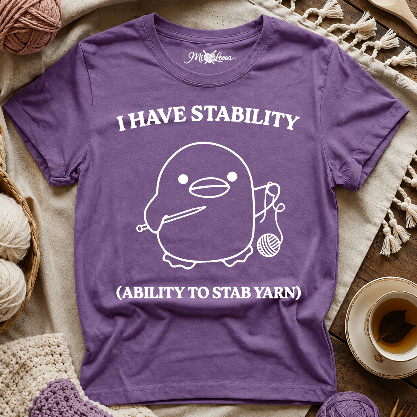 Knitting Humor Tee — "I Have Stability (Ability to Stab Yarn)" T‑Shirt