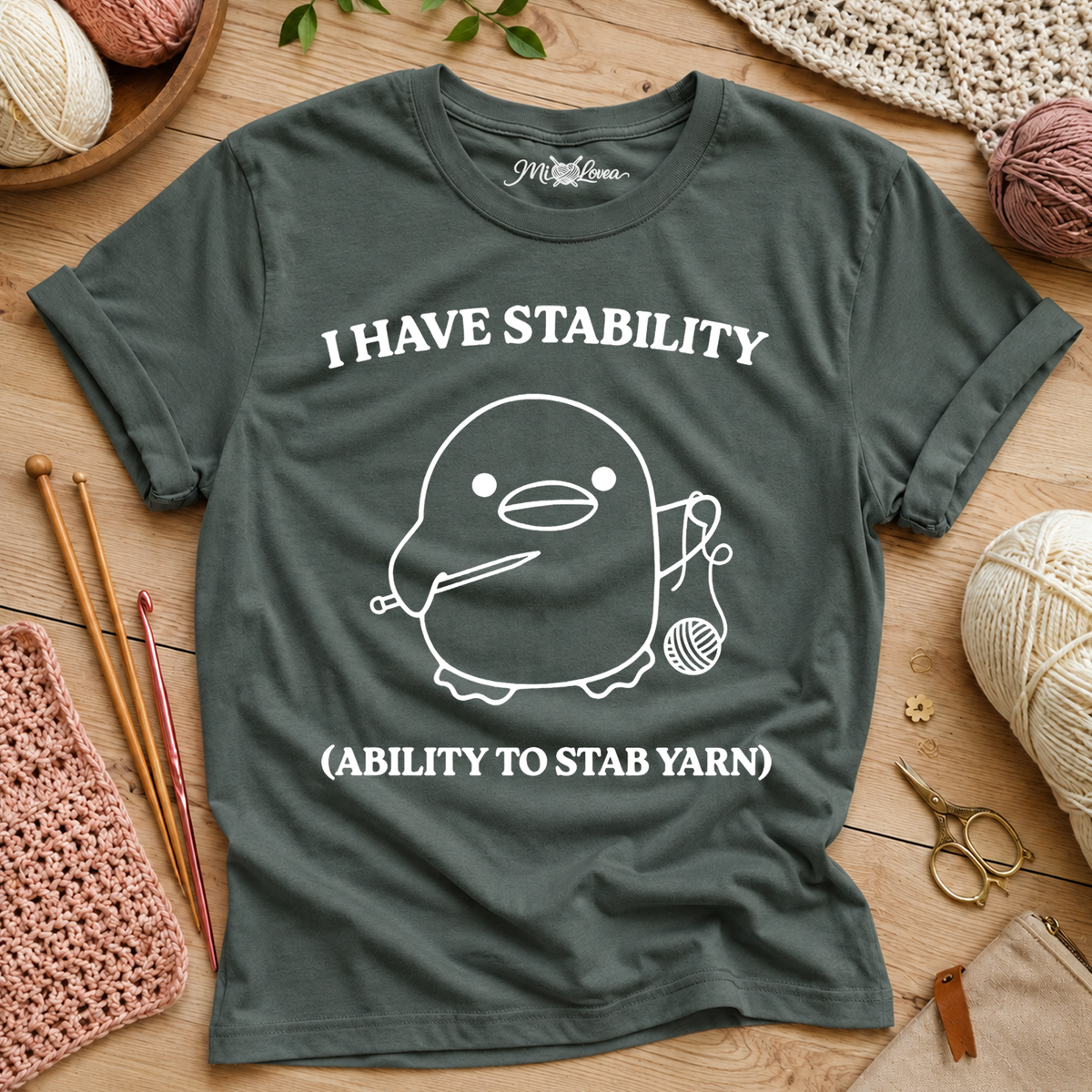 Knitting Humor Tee — "I Have Stability (Ability to Stab Yarn)" T‑Shirt