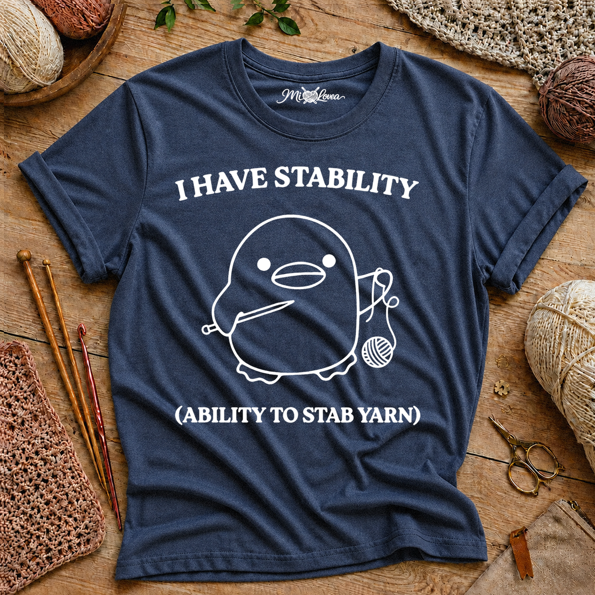 Knitting Humor Tee — "I Have Stability (Ability to Stab Yarn)" T‑Shirt