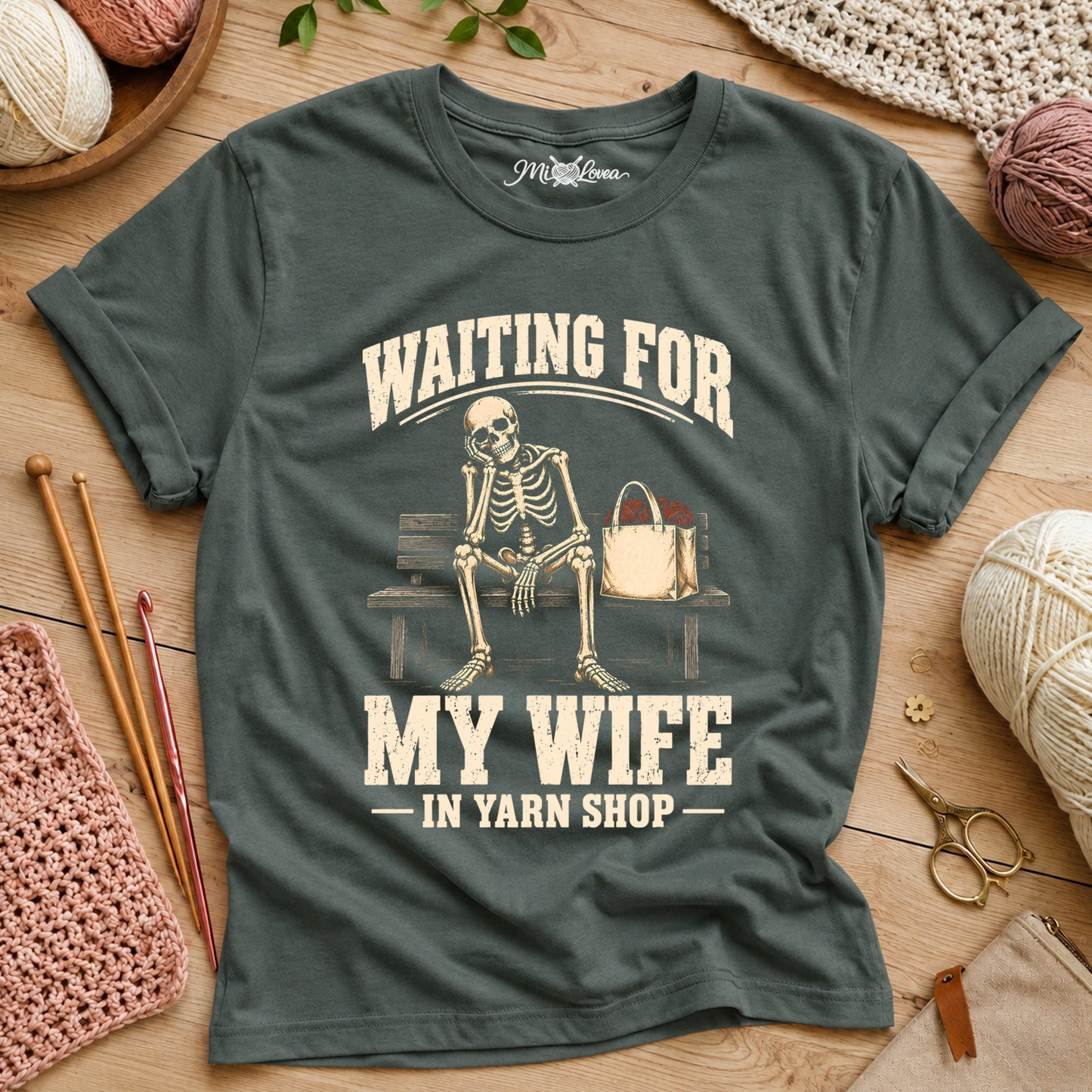 Waiting for My Wife in Yarn Shop T-Shirt