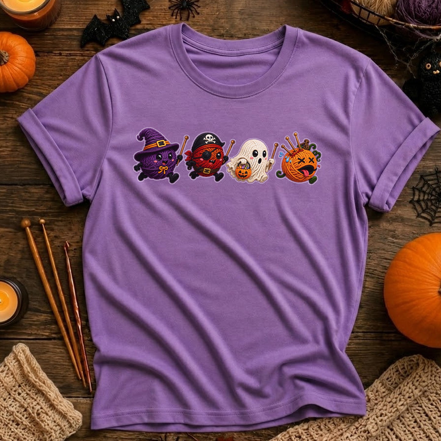 Halloween Candy Characters Tee — Cute Witch, Pirate, Ghost & Pumpkin Candy Shirt