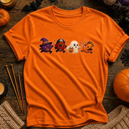 Halloween Candy Characters Tee — Cute Witch, Pirate, Ghost & Pumpkin Candy Shirt