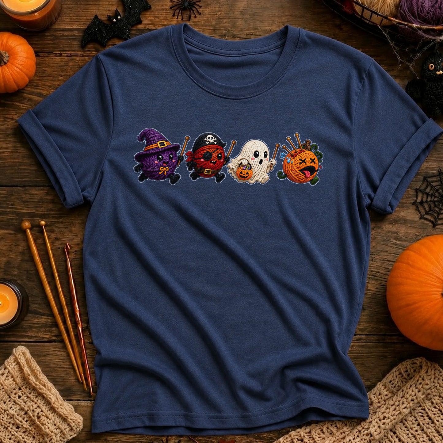 Halloween Candy Characters Tee — Cute Witch, Pirate, Ghost & Pumpkin Candy Shirt