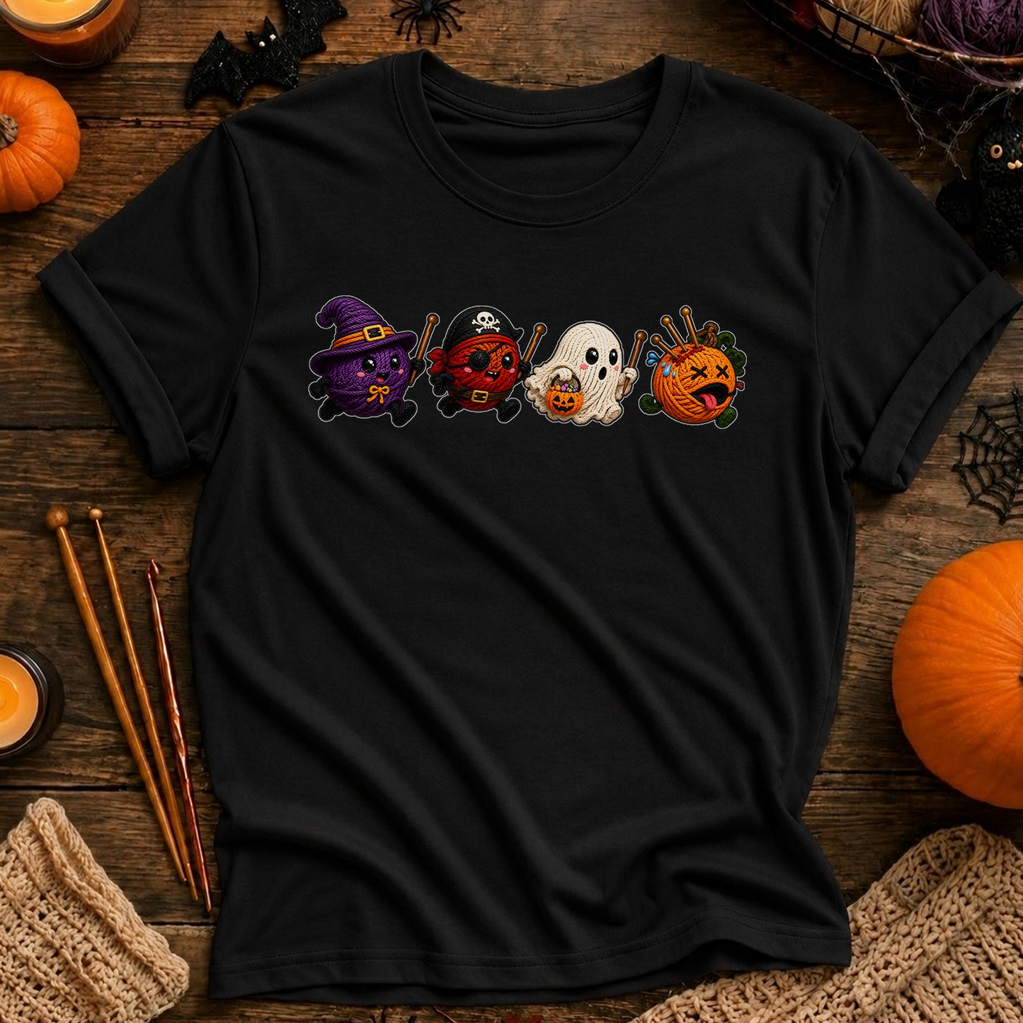 Halloween Candy Characters Tee — Cute Witch, Pirate, Ghost & Pumpkin Candy Shirt