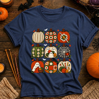 Autumn Ghosts & Quilted Pumpkins T-Shirt
