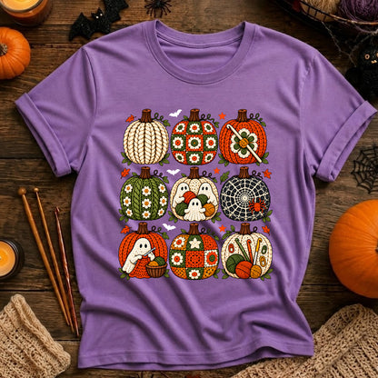 Autumn Ghosts & Quilted Pumpkins T-Shirt