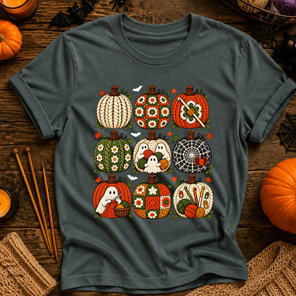 Autumn Ghosts & Quilted Pumpkins T-Shirt