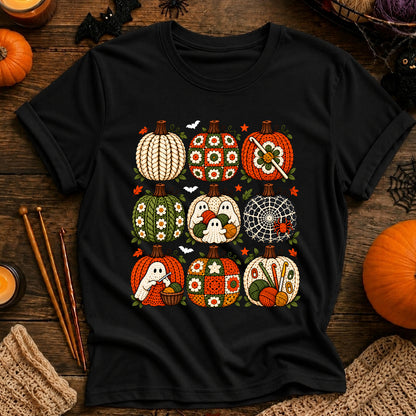 Autumn Ghosts & Quilted Pumpkins T-Shirt