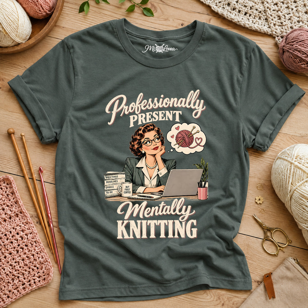 Professionally Present, Mentally Knitting T-Shirt