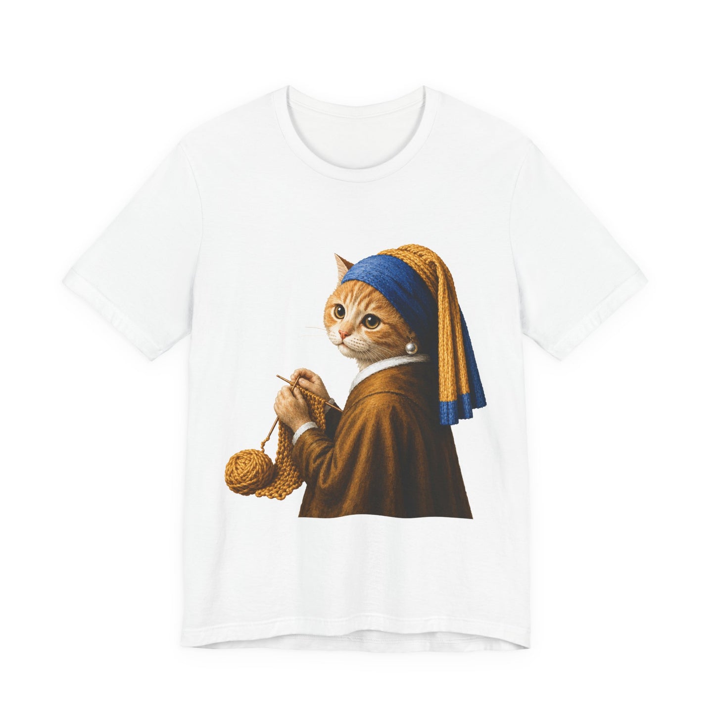 Vintage Portrait Cat Knitting T‑Shirt