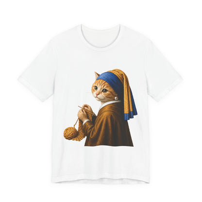Vintage Portrait Cat Knitting T‑Shirt