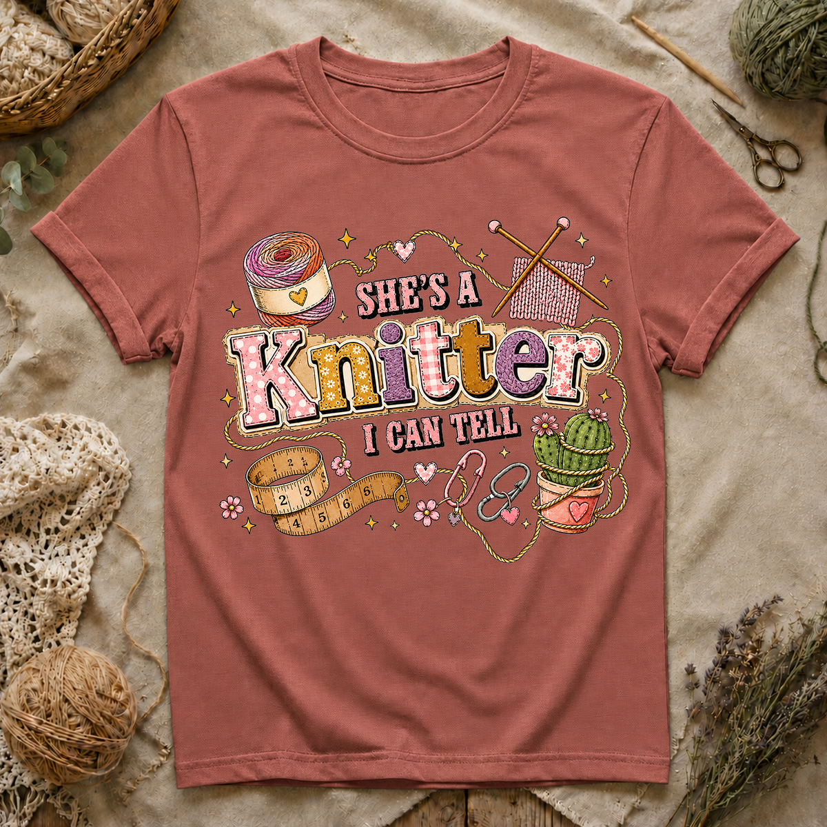 She's A Knitter I Can Tell T‑Shirt